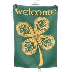 St Patricks Day Garden Flag Shamrock 13"x18" Green Yellow Yard Party Decor
